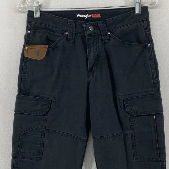 WRANGLER Pants Womens 2 x 32 Riggs Workwear Cargo Carpenter Ripstop Canvas Black - Picture 4 of 16